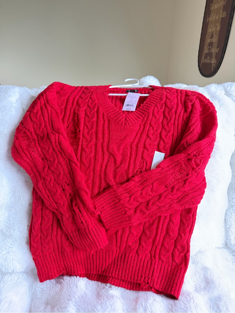 NWT Wild Fable Red Distressed Sweater Size Medium